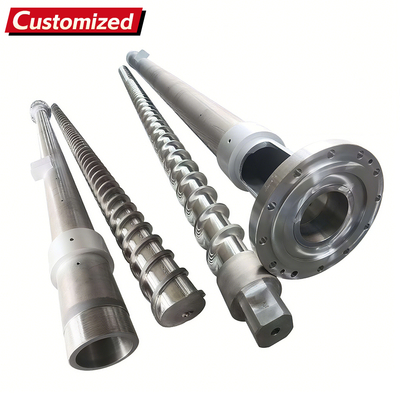 Bom preço. Diâmetro personalizado 55 Barril de parafuso para máquina de extrusão para PP HDPE PPS LDPE Materiais nitrados ou tratamento bimetálico Máquina de plástico on-line