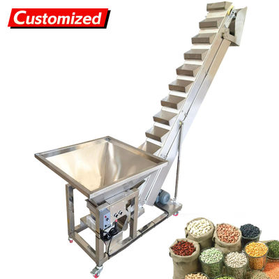 Bom preço. Elevador de canecas personalizado em aço inoxidável com funil de 150L e capacidade de 65,1 litros/minuto, com controle vibratório ajustável para materiais granulares on-line